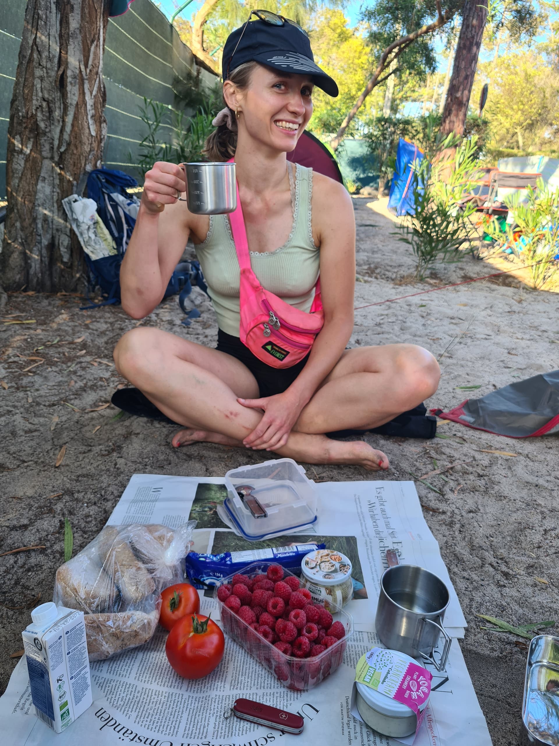 Picknick draußen im Sand